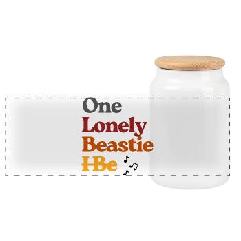 One Lonely Beastie Tee Art - Panoramic Cookie Jar with Wooden Lid - white - Front