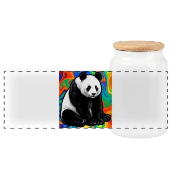 Panda - Panorama Keksdose mit Holzdeckel - Weiß - Vorne
