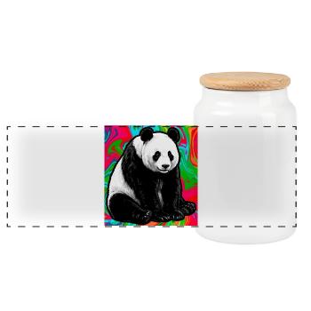 Panda - Panorama Keksdose mit Holzdeckel - Weiß - Vorne