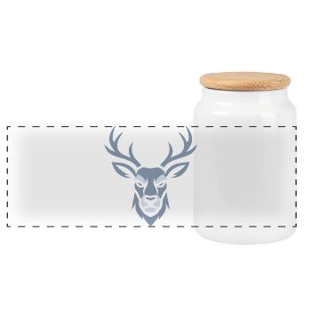 Blue Deer Head - Panoramic Cookie Jar with Wooden Lid - white - Front