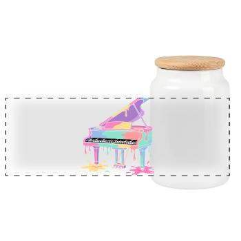 piano - Panoramic Cookie Jar with Wooden Lid - white - Front