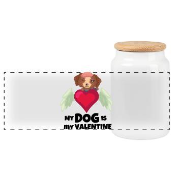 Cute Angel Dog Heart – Puppy Love Wings - Panorama Keksdose mit Holzdeckel - Weiß - Vorne