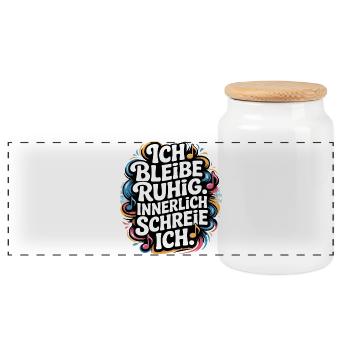 Ich bleibe ruhig innerlich schreie ich - Panorama Keksdose mit Holzdeckel - Weiß - Vorne