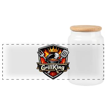 GrillKing Flame Shield - Panoramic Cookie Jar with Wooden Lid - white - Front