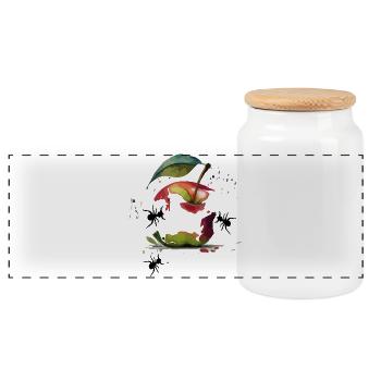 Apple - Panoramic Cookie Jar with Wooden Lid - white - Front