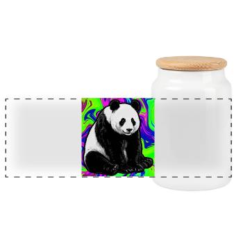 panda - Boîte à biscuits avec couvercle en bois - blanc - Devant