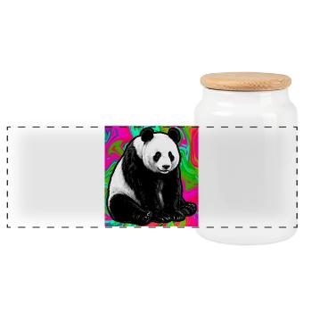 Panda - Panorama Keksdose mit Holzdeckel - Weiß - Vorne