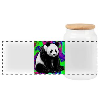 panda - Boîte à biscuits avec couvercle en bois - blanc - Devant