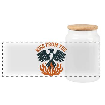 Renaissance de Flammes : Envol du Phénix Pur - Boîte à biscuits avec couvercle en bois - blanc - Devant