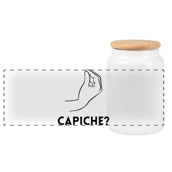 Capiche – Verstehst du? - Panorama Keksdose mit Holzdeckel - Weiß - Vorne