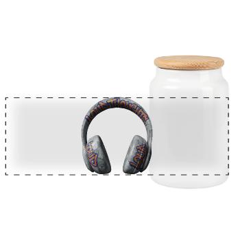 Loud Thoughts Graffiti Headphones - Panoramic Cookie Jar with Wooden Lid - white - Front