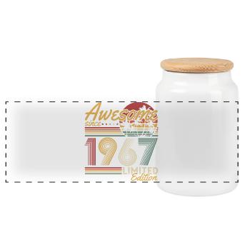 1967 Vintage Vintage Birthday Gift Retro - Panoramic Cookie Jar with Wooden Lid - white - Front