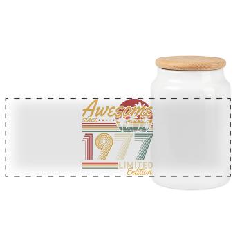 Cadeau d’anniversaire vintage vintage rétro 1977 - Boîte à biscuits avec couvercle en bois - blanc - Devant