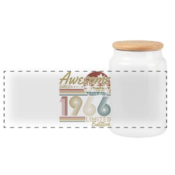1966 Vintage Anniversaire Vintage Rétro Cadeau - Boîte à biscuits avec couvercle en bois - blanc - Devant