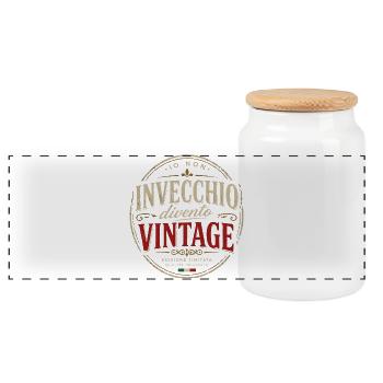 Ich werde nicht alt, ich werde Vintage - Panorama Keksdose mit Holzdeckel - Weiß - Vorne