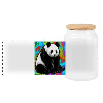 Panda - Panorama Keksdose mit Holzdeckel - Weiß - Vorne