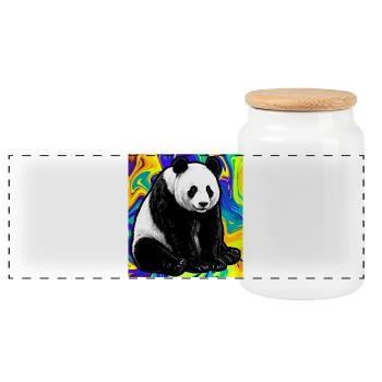 Panda - Panorama Keksdose mit Holzdeckel - Weiß - Vorne