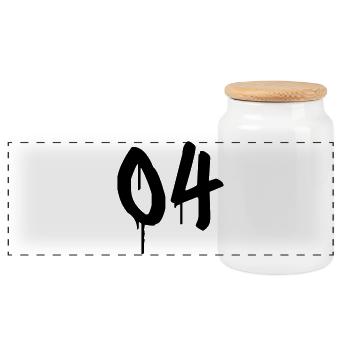 Nombre 04 Style Graffiti Urbain - Boîte à biscuits avec couvercle en bois - blanc - Devant