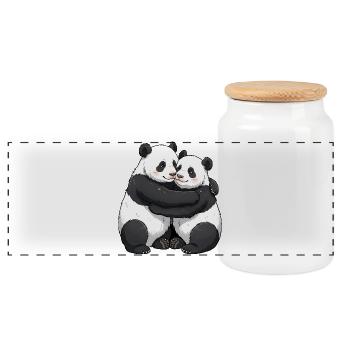 panda-hug - Panoramic Cookie Jar with Wooden Lid - white - Front