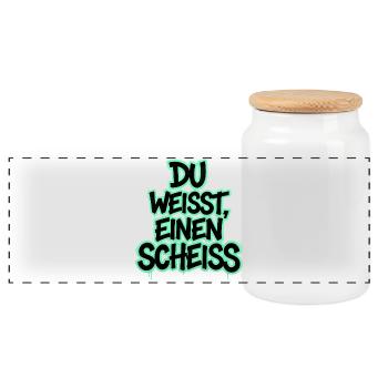 Du weißt, einen Scheiß Graffiti - Panorama Keksdose mit Holzdeckel - Weiß - Vorne
