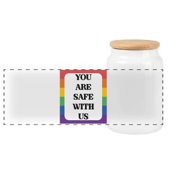 LBGTQIA+ Safe Space Pride Month Aufkleber - Panorama Keksdose mit Holzdeckel - Weiß - Vorne