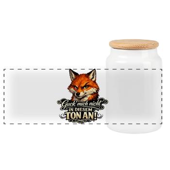 Fuchs Guck mich nicht in diesem Ton an - Panorama Keksdose mit Holzdeckel - Weiß - Vorne
