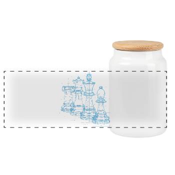 Chess Blueprint for Men Gift - Panoramic Cookie Jar with Wooden Lid - white - Front