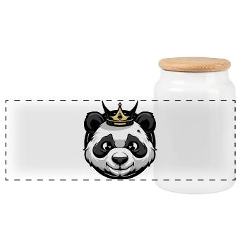 Panda Kopf Krone - Panorama Keksdose mit Holzdeckel - Weiß - Vorne