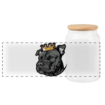 Staffordshire Bull Terrier Dog Crown - Panoramic Cookie Jar with Wooden Lid - white - Front