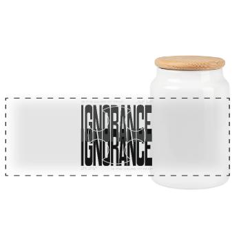 Courage Against Fear Cross Design - Panoramic Cookie Jar with Wooden Lid - white - Front