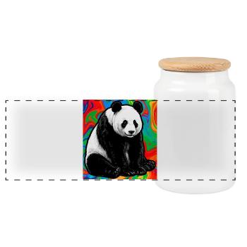 Panda - Panorama Keksdose mit Holzdeckel - Weiß - Vorne