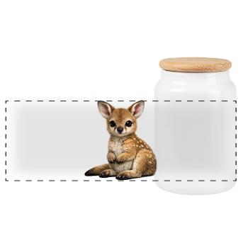 Cute Baby kangaroo joey - Panoramic Cookie Jar with Wooden Lid - white - Front