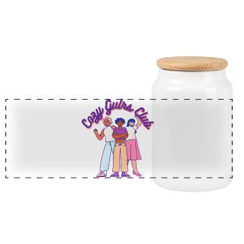 Club des filles chaleureuses esthétique Girl Power - Boîte à biscuits avec couvercle en bois - blanc - Devant