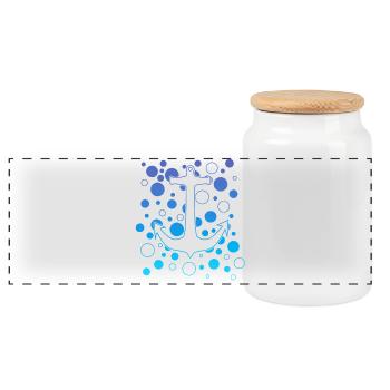 Bulles d’ancre océanique - Boîte à biscuits avec couvercle en bois - blanc - Devant