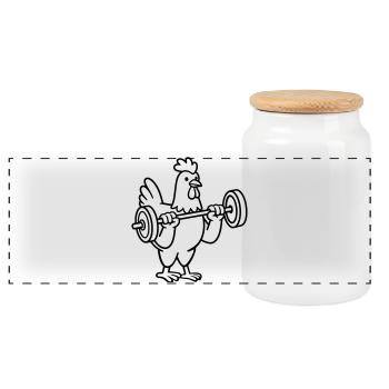 weightlifting - Panoramic Cookie Jar with Wooden Lid - white - Front