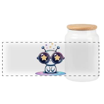 Starry glasses Alien - Panoramic Cookie Jar with Wooden Lid - white - Front