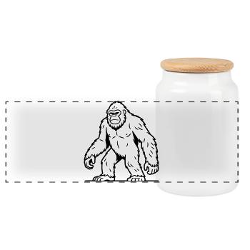 sasquatch - Panoramic Cookie Jar with Wooden Lid - white - Front