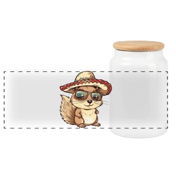 Sombrero comique comique Écureuil - Boîte à biscuits avec couvercle en bois - blanc - Devant