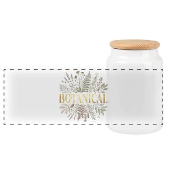 Golden Botanical - Panoramic Cookie Jar with Wooden Lid - white - Front