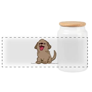Hund - Panorama Keksdose mit Holzdeckel - Weiß - Vorne