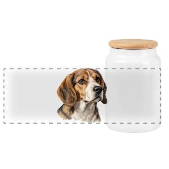 Chien Beagle vintage portrait élégant - Boîte à biscuits avec couvercle en bois - blanc - Devant