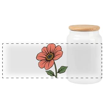 Flower pastel flowers blossom pink gift mother - Panoramic Cookie Jar with Wooden Lid - white - Front
