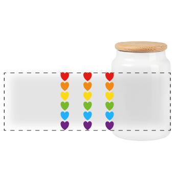 Cœurs arc-en-ciel de la fierté - Boîte à biscuits avec couvercle en bois - blanc - Devant