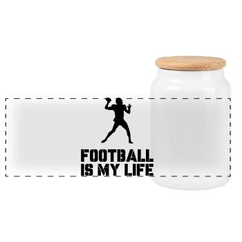 football_is_my_life - Panoramic Cookie Jar with Wooden Lid - white - Front