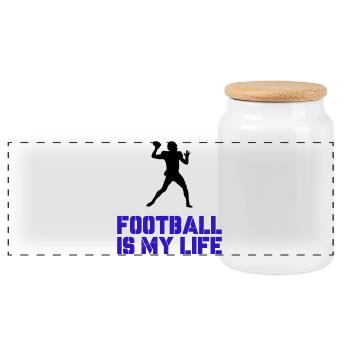 Football is my Life - Panorama Keksdose mit Holzdeckel - Weiß - Vorne