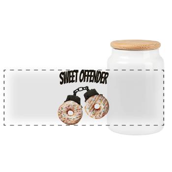 Sweet Open Donut Funny Shirt - Panoramic Cookie Jar with Wooden Lid - white - Front