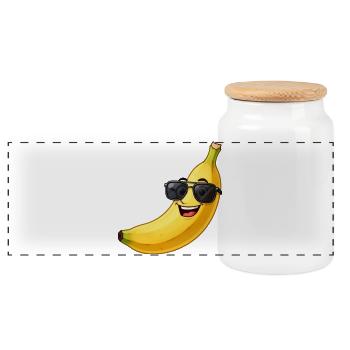 Banane mit Sonnenbrille Sommer Urlaub Geschenk - Panorama Keksdose mit Holzdeckel - Weiß - Vorne