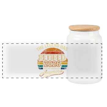 La Légende Prend sa Retraite 2026 - Humour - Boîte à biscuits avec couvercle en bois - blanc - Devant