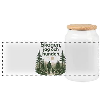 La Forêt, Moi et mon Chien - Style Suédois - Boîte à biscuits avec couvercle en bois - blanc - Devant