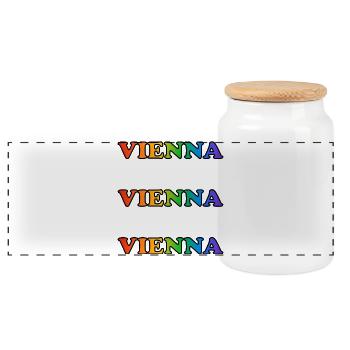 Vienna Rainbow Repeats - Panoramic Cookie Jar with Wooden Lid - white - Front
